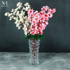 NFI essentials 9.6 Inches Crystal Clear Glass Vases for Flowers With Embossed Floral Design for Fresh or Artificial Flowers Decorative Centerpiece for Home, Office, or Gifting Purposes - AYAHA ENTERPRISES PRIVATE LIMITED