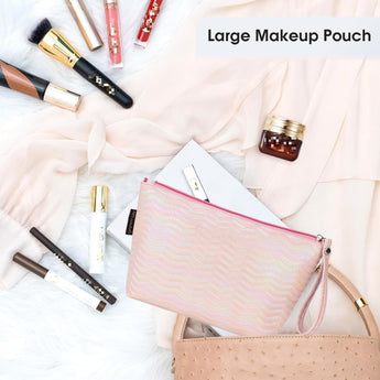 NFI essentials PU Makeup Pouches Stylish Pouch for Makeup Accessories Cosmetic Pouches for Women Toiletry Bag for Girls Make up Pouch for Women Storage Cosmetic Pouches Multifunctional Cosmetic Bag - AYAHA ENTERPRISES PRIVATE LIMITED