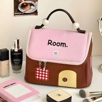 NFI essentials Makeup Pouch for Women, House Shaped Cosmetic Bag, Stylish Pouch for Makeup Accessories, Travel Pouch Vanity Kit Organiser Toiletry Bag Make up Pouch for Girls - AYAHA ENTERPRISES PRIVATE LIMITED