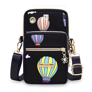 NFI essentials Small Crossbody Bag for Womens, Mobile Cell Phone Holder Wallet Bag, Shoulder Sling Bag, Hand Purse, Printed Clutch Mobile Sling Bag, 3 Layer Phone Pouch for Girls