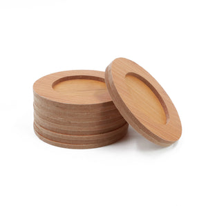 NFI essentials Wooden Coasters for Drinks, Set of 6 Round Shape Ecofriendly Table Coaster, Coaster Set for Tea Cups, Coffee Mugs & Glasses, Heat Resistant