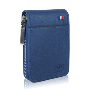 NFI essentials PU Leather 9 Slots Vertical Card Holder Credit Debit Card Holder Zipper Coin Purse for Men and Women Accordion Money Wallet Security Wallet