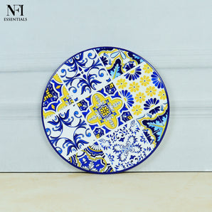 NFI essentials Ceramic Round Shape Table Trivet Coaster with Cork Base Perfect for Hot Dishes, Bowl, Teapots Premium Hot Coaster Heat-Resistant & Stylish (17 Cm)