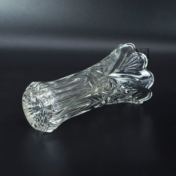 NFI essentials 7.4 Inches Crystal Clear Glass Vases for Flowers with Embossed Floral Design for Fresh or Artificial Flowers Decorative Centerpiece 400ml - AYAHA ENTERPRISES PRIVATE LIMITED