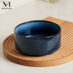 NFI essentials Frontier Ceramic Bowls Perfect For Snack, Side Dishes, Salads Or Desserts White Rib-Textured Multipurpose Uses Microwave & Oven Safe Ideal For Gifting & Daily Use  (575 ml) - AYAHA ENTERPRISES PRIVATE LIMITED