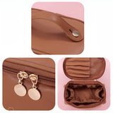 NFI essentials Cosmetic Travel Organizer Bag, Women's Makeup Pouch Toiletry Bag Portable Leather Wide Opening Cosmetics Bag with Handle for Girls - AYAHA ENTERPRISES PRIVATE LIMITED