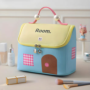 NFI essentials Makeup Pouch for Women, House Shaped Cosmetic Bag, Stylish Pouch for Makeup Accessories, Travel Pouch Vanity Kit Organiser Toiletry Bag Make up Pouch for Girls - AYAHA ENTERPRISES PRIVATE LIMITED