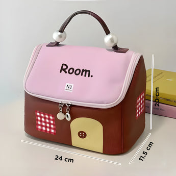 NFI essentials Makeup Pouch for Women, House Shaped Cosmetic Bag, Stylish Pouch for Makeup Accessories, Travel Pouch Vanity Kit Organiser Toiletry Bag Make up Pouch for Girls - AYAHA ENTERPRISES PRIVATE LIMITED