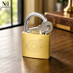 NFI essentials 38mm Heavy Duty Padlock for Main Door Gate Lock, Locks for Tool Box, Shutters, Shops & Offices Rust Proof with Anti Drill Security Shackle Chain