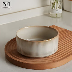 NFI essentials Frontier Ceramic Bowls Perfect For Snack, Side Dishes, Salads Or Desserts White Rib-Textured Multipurpose Uses Microwave & Oven Safe Ideal For Gifting & Daily Use  (575 ml) - AYAHA ENTERPRISES PRIVATE LIMITED