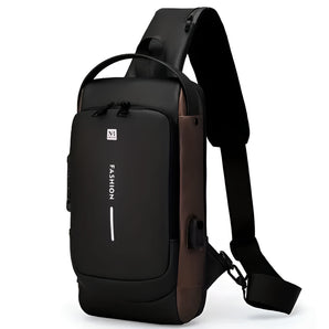 NFI essentials Crossbody Sling Bag for Men Women, Anti-Theft Waterproof Chest Bag with USB Charging Port, Travel Sports Backpack Shoulder Bag, Cross Body Messenger Bags