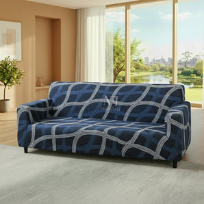 NFI Essentials 2 Seater Stretchable Sofa Cover Elegant Modern Intersecting Design, Soft Polyester Spandex, Anti-Slip, Wrinkle-Resistant, Washable Couch Slipcover for Living Room Furniture Protection