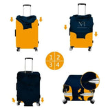 NFI Essentials Stretchable Black Geometric Printed Trolley Suitcase Cover 180 GSM Protective Luggage Cover for 4-Wheel Suitcases Anti-Scratch, Dustproof & Washable (22-24 Inch) - AYAHA ENTERPRISES PRIVATE LIMITED