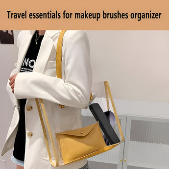 NFI essentials Large Travel Makeup Brush Holder, Silicone Portable Cosmetic Face Brushes Case with Magnetic Closure, Soft and Sleek WaterProof Small Makeup Brush Pouch - AYAHA ENTERPRISES PRIVATE LIMITED