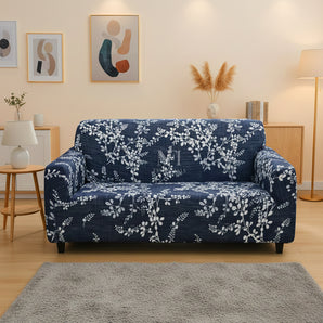 NFI Essentials 2 Seater Stretchable Sofa Cover Floral Vine Pattern, Soft Polyester Spandex, Anti-Slip, Wrinkle-Resistant, Washable Couch Slipcover for Living Room Furniture Protection