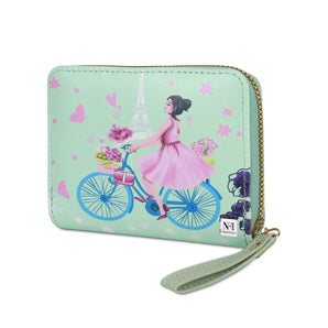 NFI essentials Small Wallet for Women, PU Leather Mini Clutch Wallet for Girls, Printed Zipper Hand Purse Credit Card Holder Coin Purse for Girls