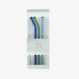 NFI essentials Set of 4 Glass Straws With Cleaning Brush Clear Reusable BPA-Free Drinking Straws for Smoothies, Juices, and Cold Beverages Ideal for Home, Office (Multicolor Pack of 4) - AYAHA ENTERPRISES PRIVATE LIMITED