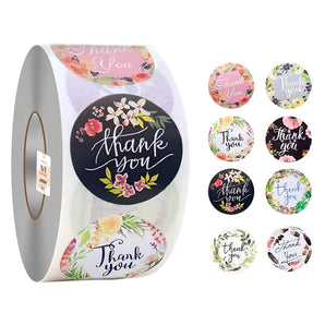 NFI essentials 500 Pcs 8 Design 1 Inch Thankyou Sticker Party Labels Round Multi Designs Cute Small Stickers Tag Seal Craft Gift Packaging Paper Label Package Business
