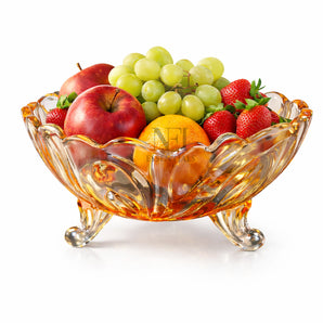 NFI essentials Glass Fruit Vegetable Bowl, Crystal Serving Dish for Dining Table, Kitchen and Center piece Decor
