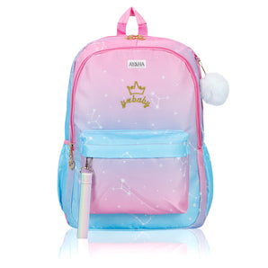 Ayaha 17 Inch Trendy Korean Design Printed Multiple Pockets, Lightweight Travel School Backpack For Student Girls And Women Bag For Travelling College Tuition Classes Hiking Picnic Bag (BP-6)