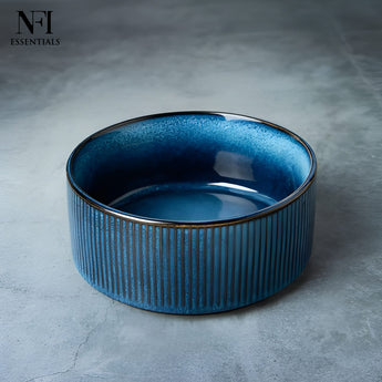 NFI essentials Frontier Ceramic Bowls Perfect For Snack, Side Dishes, Salads Or Desserts White Rib-Textured Multipurpose Uses Microwave & Oven Safe Ideal For Gifting & Daily Use  (575 ml) - AYAHA ENTERPRISES PRIVATE LIMITED