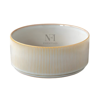 NFI essentials Frontier Ceramic Bowls Perfect For Snack, Side Dishes, Salads Or Desserts White Rib-Textured Multipurpose Uses Microwave & Oven Safe Ideal For Gifting & Daily Use  (575 ml) - AYAHA ENTERPRISES PRIVATE LIMITED
