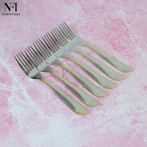 NFI essentials Stainless Steel Fork Set of 6, Table Forks Set 15cm, Premium Fruit Forks for Home & Kitchen, Mirror Polished, Rust-Resistant Luxury Dinning Tableware Dinner Fork Cutlery