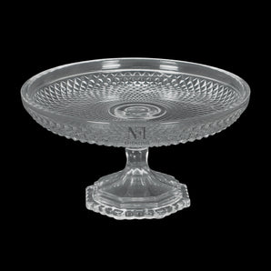 NFI essentials Crystal Clear Dessert Pedestal Stand Vintage Style Cake Plate Diamond Pattern Serving Platter Cakes, Pastries & Desserts Display for Parties, Weddings, and Gift - AYAHA ENTERPRISES PRIVATE LIMITED