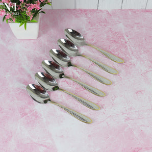 NFI essentials Stainless Steel Spoon Set of 6, Table Spoons Set 15cm, Premium Tea Spoons for Home & Kitchen, Mirror Polished, Rust-Resistant Luxury Dinning Tableware Dinner Spoon Cutlery