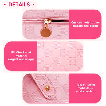 NFI essentials Cosmetic Travel Organizer Bag, Women's Makeup Pouch Toiletry Bag Portable Leather Wide Opening Cosmetics Bag with Handle and Divider - AYAHA ENTERPRISES PRIVATE LIMITED