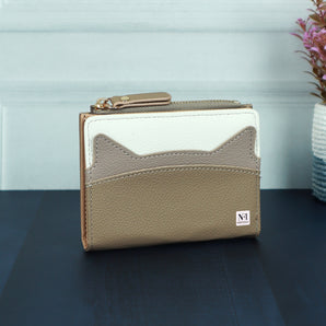 NFI essentials Small Wallet for Women, PU Leather Mini Wallet for Girls, Cash, Coin, Credit Card Holder with Zip Pocket, Bifold Cat Ear Design Small Money Purse for Girls Ladies