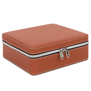 NFI essentials Watch Box for Men & Women Watch Organizer Case In 6 Slots of watches Watch Holder with Professional Leather Watch case Watch Collection Box Unisex (Tan)