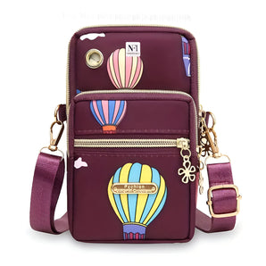 NFI essentials Small Crossbody Bag for Womens, Mobile Cell Phone Holder Wallet Bag, Shoulder Sling Bag, Hand Purse, Printed Clutch Mobile Sling Bag, 3 Layer Phone Pouch for Girls