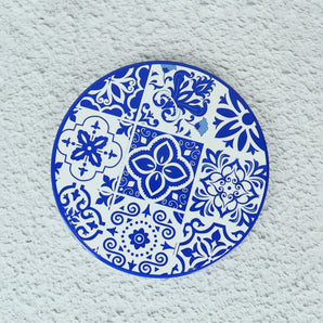 NFI essentials Ceramic Round Shape Table Trivet Coaster with Cork Base Perfect for Hot Dishes, Bowl, Teapots Premium Hot Coaster Heat-Resistant & Stylish (16 Cm)