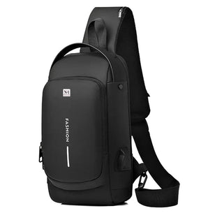 NFI essentials Crossbody Sling Bag for Men Women, Anti-Theft Waterproof Chest Bag with USB Charging Port, Travel Sports Backpack Shoulder Bag, Cross Body Messenger Bags