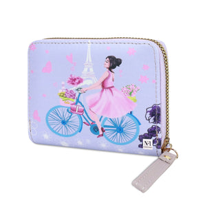 NFI essentials Small Wallet for Women, PU Leather Mini Clutch Wallet for Girls, Printed Zipper Hand Purse Credit Card Holder Coin Purse for Girls