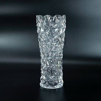 NFI essentials 10 Inches Crystal Clear Glass Vases for Flowers with Embossed Floral Design for Fresh or Artificial Flowers Decorative Centerpiece - AYAHA ENTERPRISES PRIVATE LIMITED