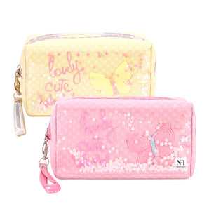 NFI essentials Pack of 2 Makeup Pouch Cosmetic Pouch Vanity Case Jewellery Pouch Stationery Pencil Case Travel Organiser Travel Pouch with Detachable Handle