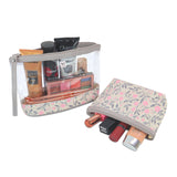 NFI essentials Set of 2 Flower Print Cosmetic Pouch Makeup Pouch Travel Organizer Toiletry Bag for Women Zippered Pouch Set with Handle, Large & Medium - AYAHA ENTERPRISES PRIVATE LIMITED