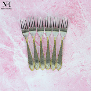 NFI essentials Stainless Steel Fork Set of 6, Table Forks Set 18cm, Premium Fruit Forks for Home & Kitchen, Mirror Polished, Rust-Resistant Luxury Dinning Tableware Dinner Fork Cutlery