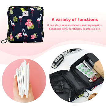 NFI essentials Pack of 2 Nylon Print Women Portable Sanitary Napkin Pouch With Zipper Feminine Pad - AYAHA ENTERPRISES PRIVATE LIMITED