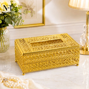 NFI essentials Metal Tissue Box Holder, Decorative Paper Dispenser