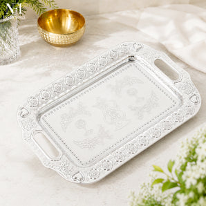 NFI essentials Steel Serving Tray, Platter with Silver Finish 36x15cm, (M)