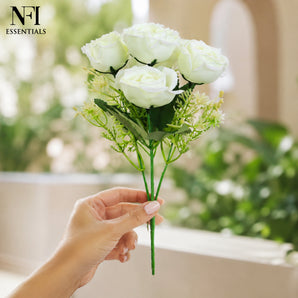 NFI essentials Artificial Flower Bunch for Home Decor 31cm, Loose Flowers for Vase Pot, Home Decor, Living Room, Bedroom, Office, Bouquets, Wedding, Festive Decoration
