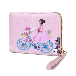 NFI essentials Small Wallet for Women, PU Leather Mini Clutch Wallet for Girls, Printed Zipper Hand Purse Credit Card Holder Coin Purse for Girls