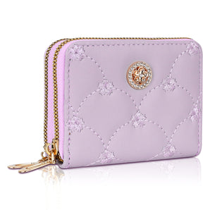 NFI essentials Small Wallet for Women, PU Leather Mini Clutch Wallet for Girls, Dual Zipper wallet, Credit Card Holder Coin Purse for Girls