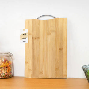 NFI essentials Natural Bamboo Wood Chopping Board, Chopper Board with Steel Handle