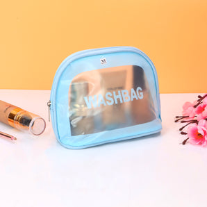 NFI essentials Semicircle Makeup Pouch for Women, Transparent Wash Bag