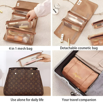 NFI essentials Cosmetic Pouch, Roll-Up Makeup Organizer Bag, Hanging Travel Toiletry Pouch, Foldable Cosmetic Bag with 4 Detachable Zippered Mesh Pouch - AYAHA ENTERPRISES PRIVATE LIMITED