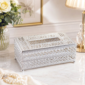 NFI essentials Metal Tissue Box Holder, Decorative Paper Dispenser